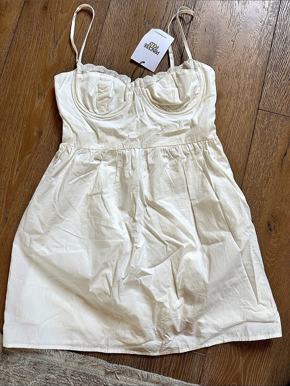 Princess Polly Lyonne Mini Dress Lace Trim White US 4 NWT